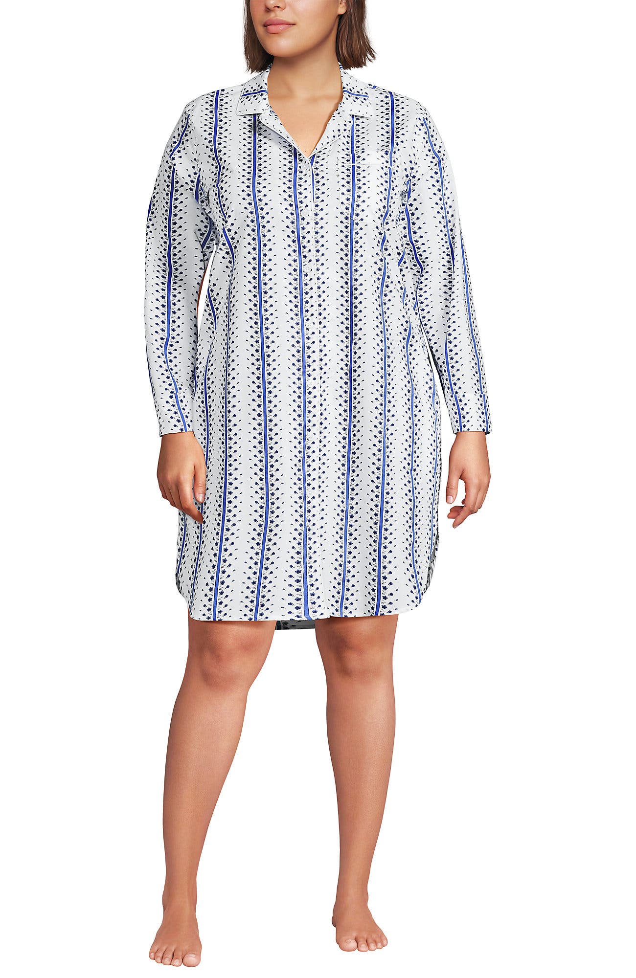 White/Clear Blue Floral Stripe