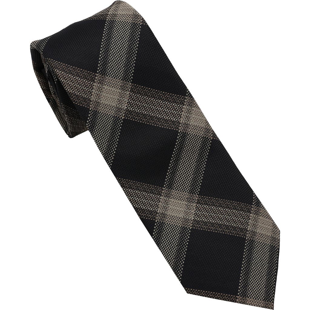 Dkny Large Plaid Tie In Black