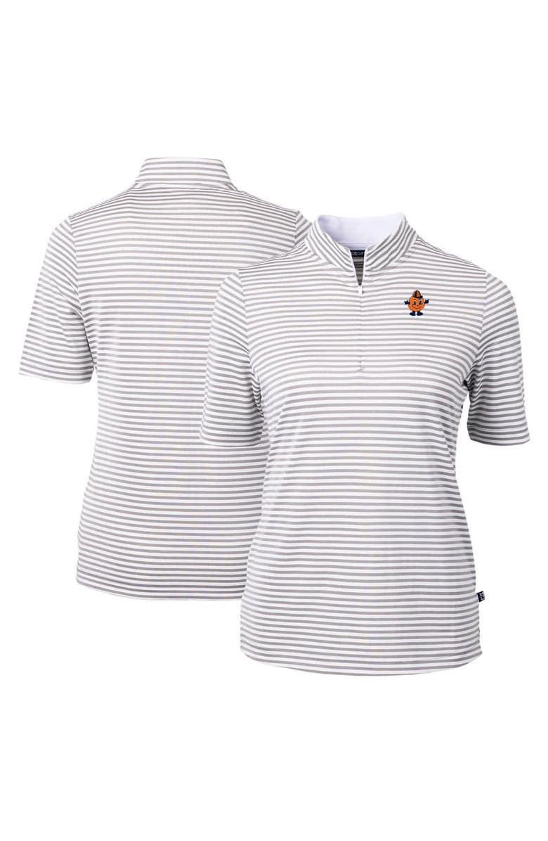 Cutter & Buck Women's Cutter & Buck  Gray Syracuse Orange Vault DryTec Virtue Eco Pique Stripe Recycled Top, Main, color, 