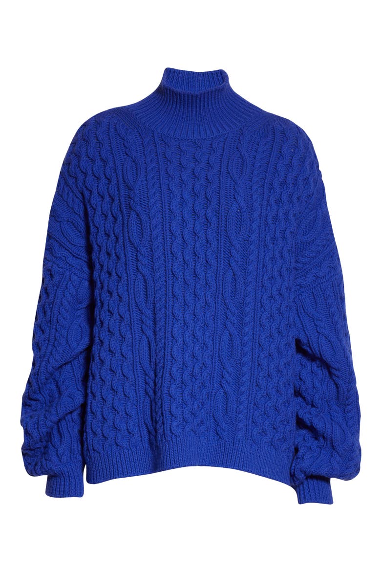 Oversize Cable Knit Sweater, Alternate, color, COBALT