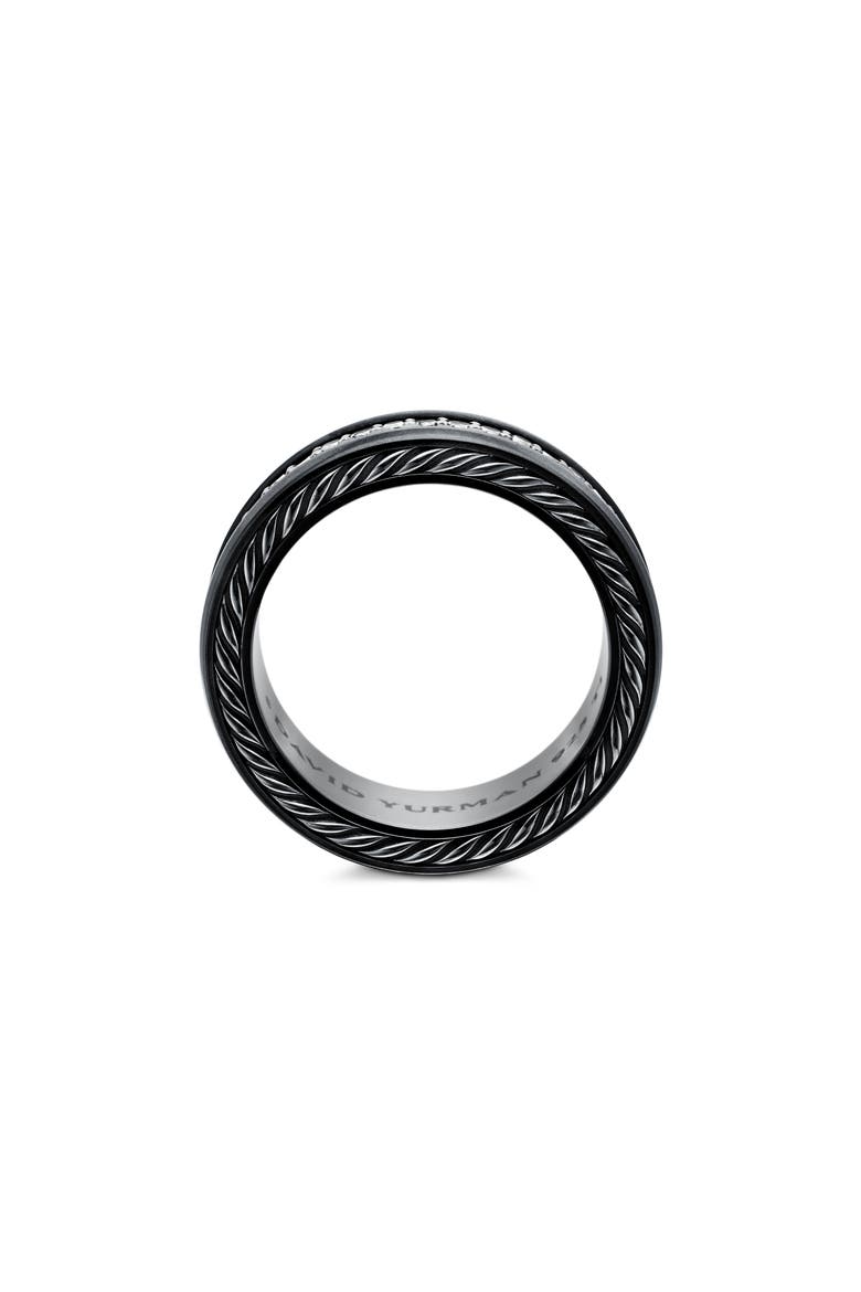 Streamline Two-Row Pavé Band Ring with Black Diamonds and Black Titanium, Alternate, color, BLACK TITANIUM/ BLACK DIAMOND