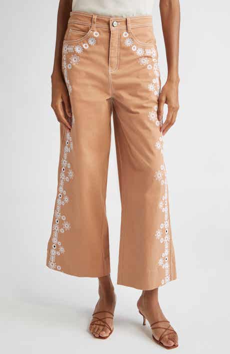 Cinq à Sept Mazie Eyelet Detail Stretch Cotton Pants