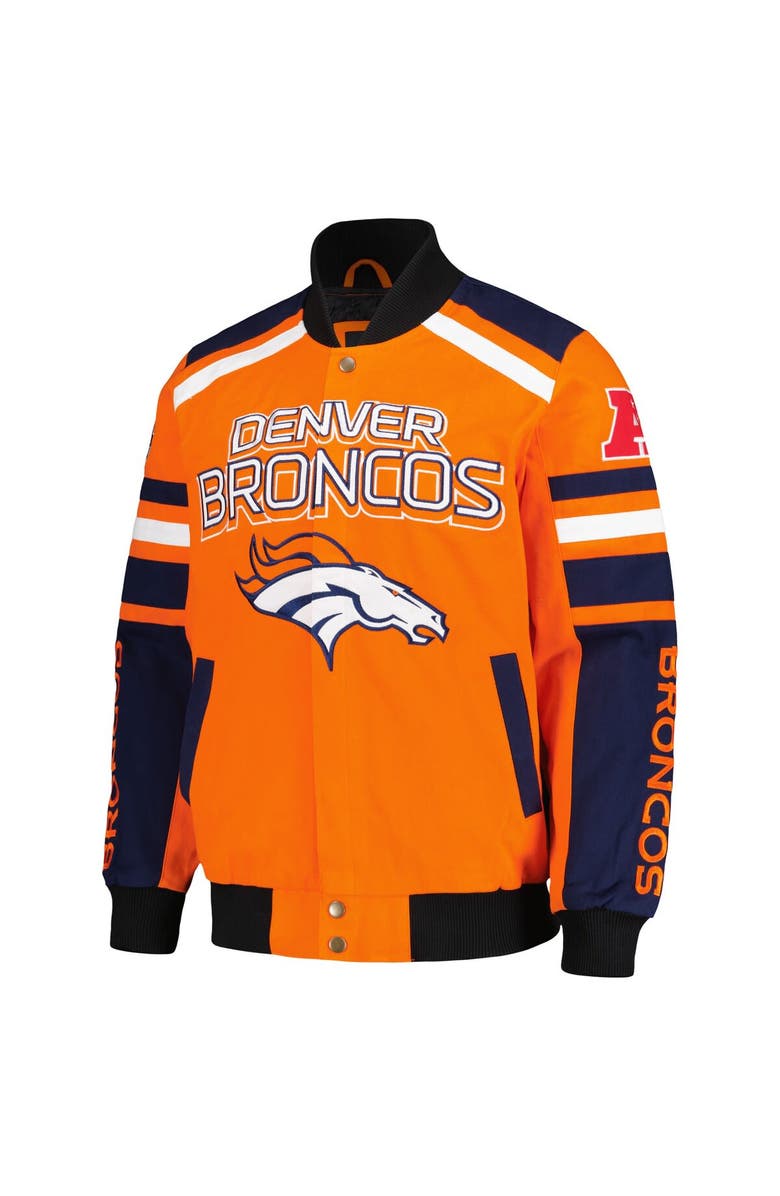G-III SPORTS BY CARL BANKS Men's G-III Sports by Carl Banks Orange Denver Broncos Power Forward Racing Full-Snap Jacket, Alternate, color,