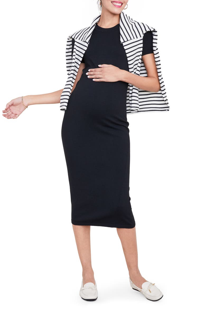 The Eliza Maternity T-Shirt Dress, Main, color, BLACK KNIT