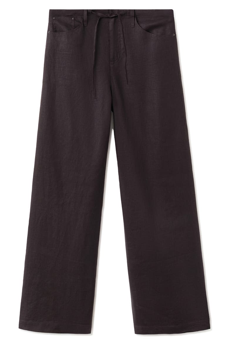 Bow Linen Pants, Alternate, color, CHOCOLATE
