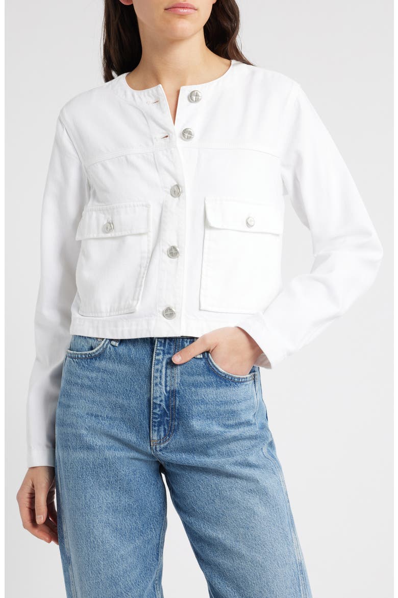 Drew Featherweight Crop Denim Jacket, Alternate, color, OPTIC WHITE