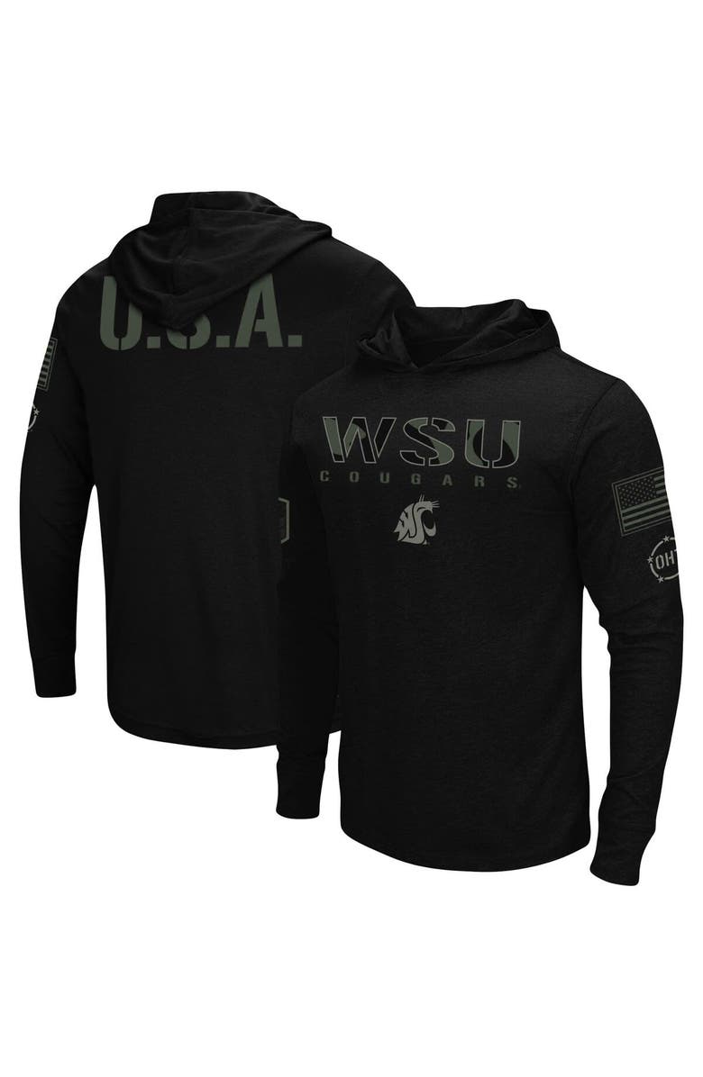 COLOSSEUM Men's Colosseum Black Washington State Cougars OHT Military Appreciation Hoodie Long Sleeve T-Shirt, Main, color, Black