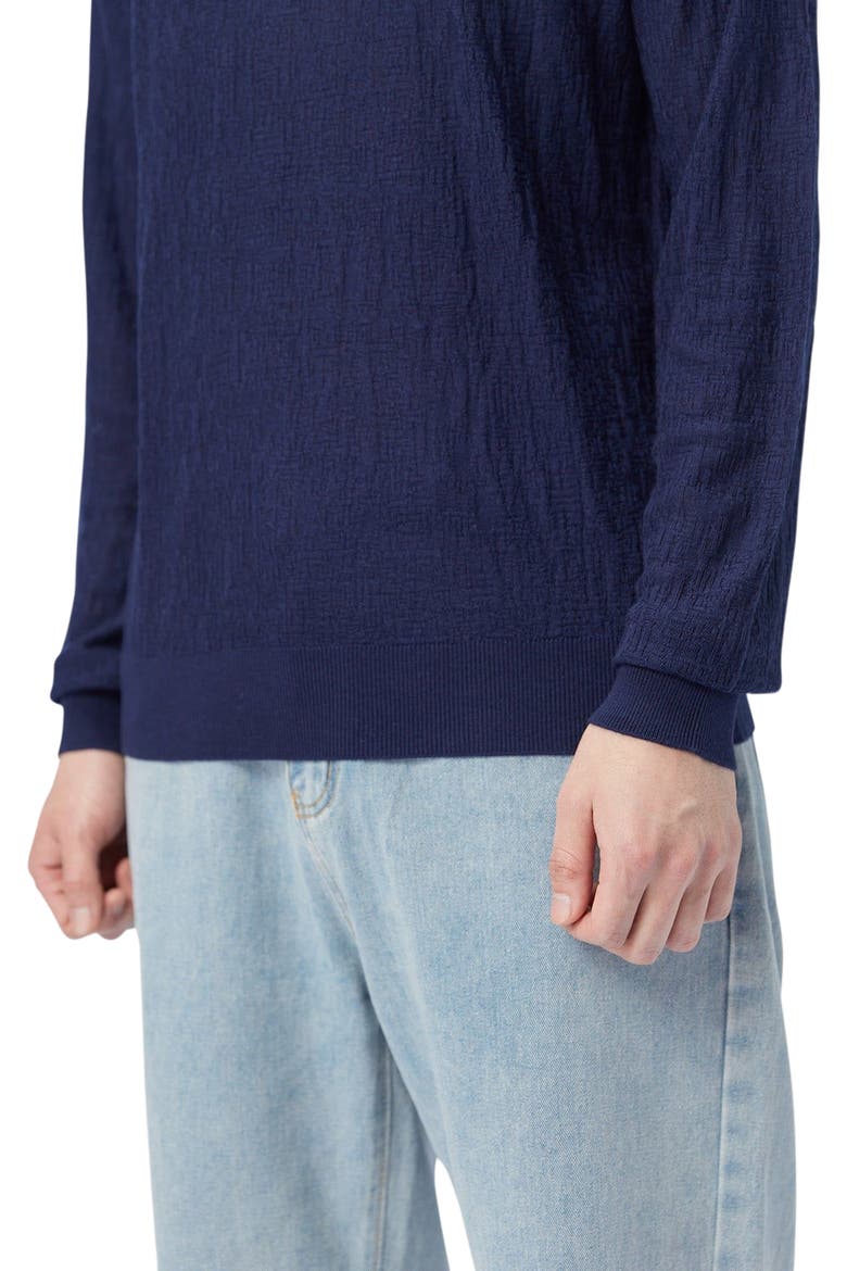 Lightweight Silk Cashmere Textured Sweater, Alternate, color, navy blazer