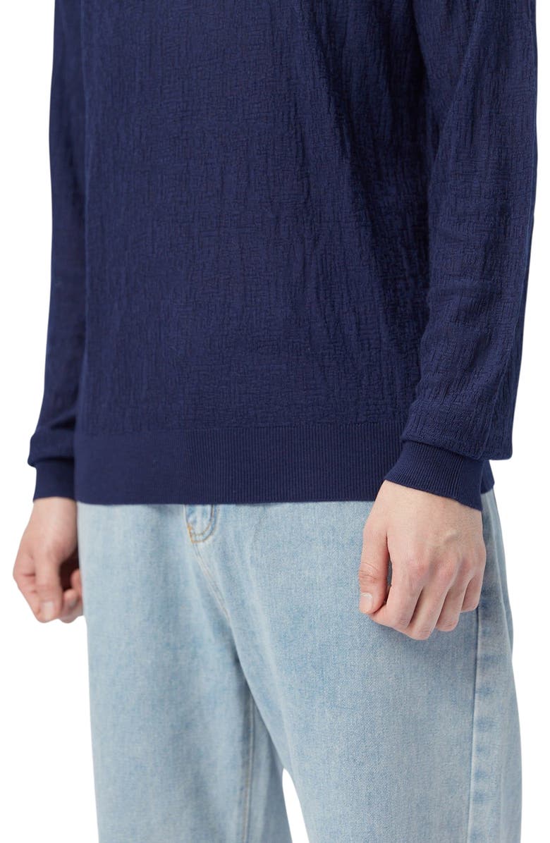 GOBI Mongolian Cashmere Men's Lightweight Silk Cashmere Textured Sweater Taupe, Alternate, color, Navy