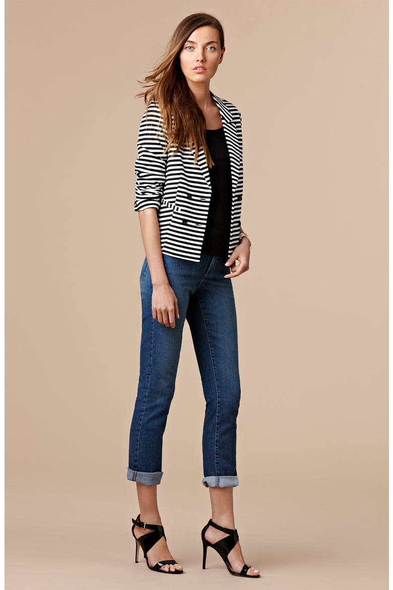 Stripe Knit Jacket, Alternate, color, BLACK/ WHITE