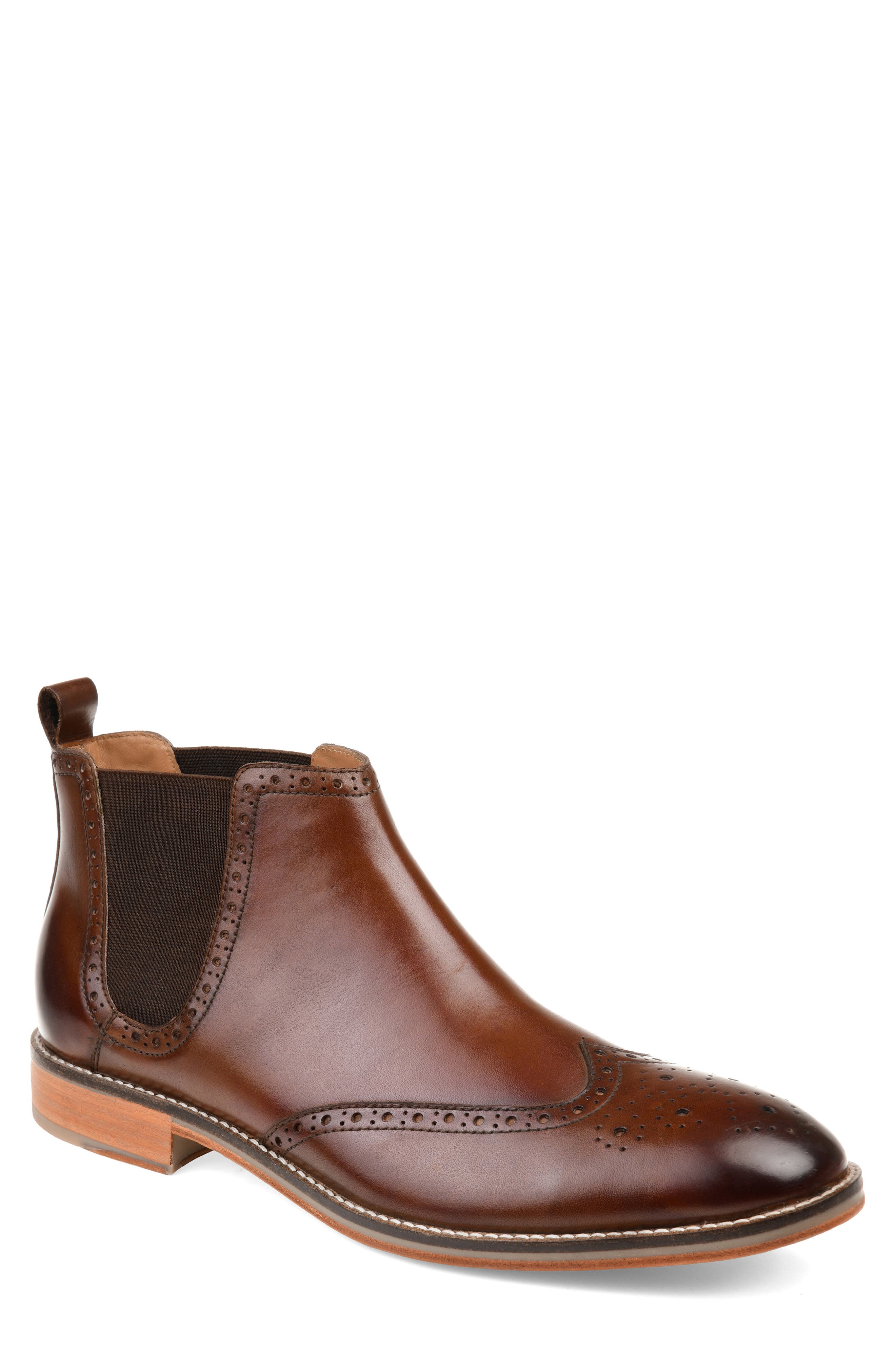 Thorne Wingtip Chelsea Boot, Main, color, BROWN LEATHER