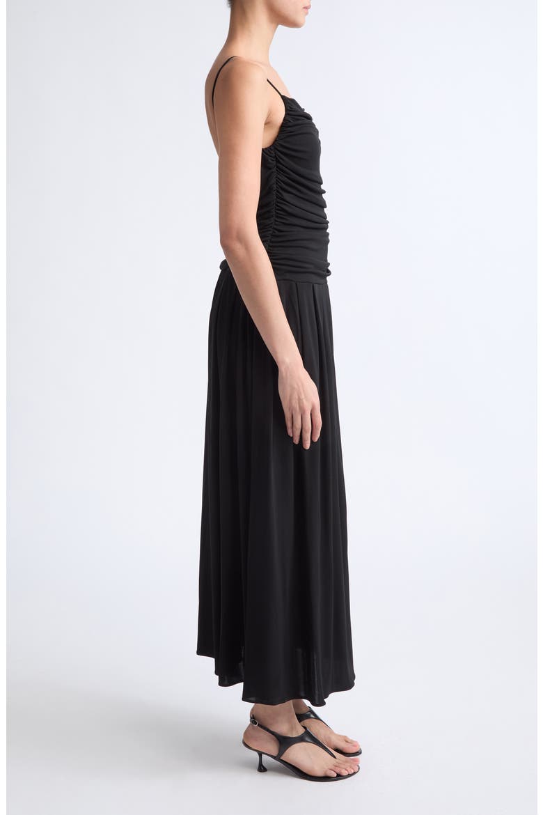 Reese Ruched Sleeveless Maxi Dress, Alternate, color, BLACK