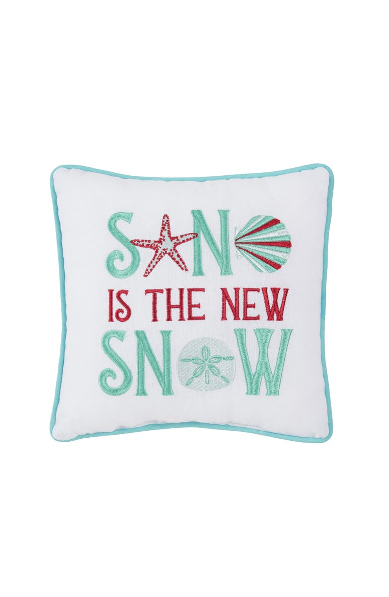 C&F Home Sand Is The New Snow Small Christmas Accent Pillow, 10" x 10", Main, color, White