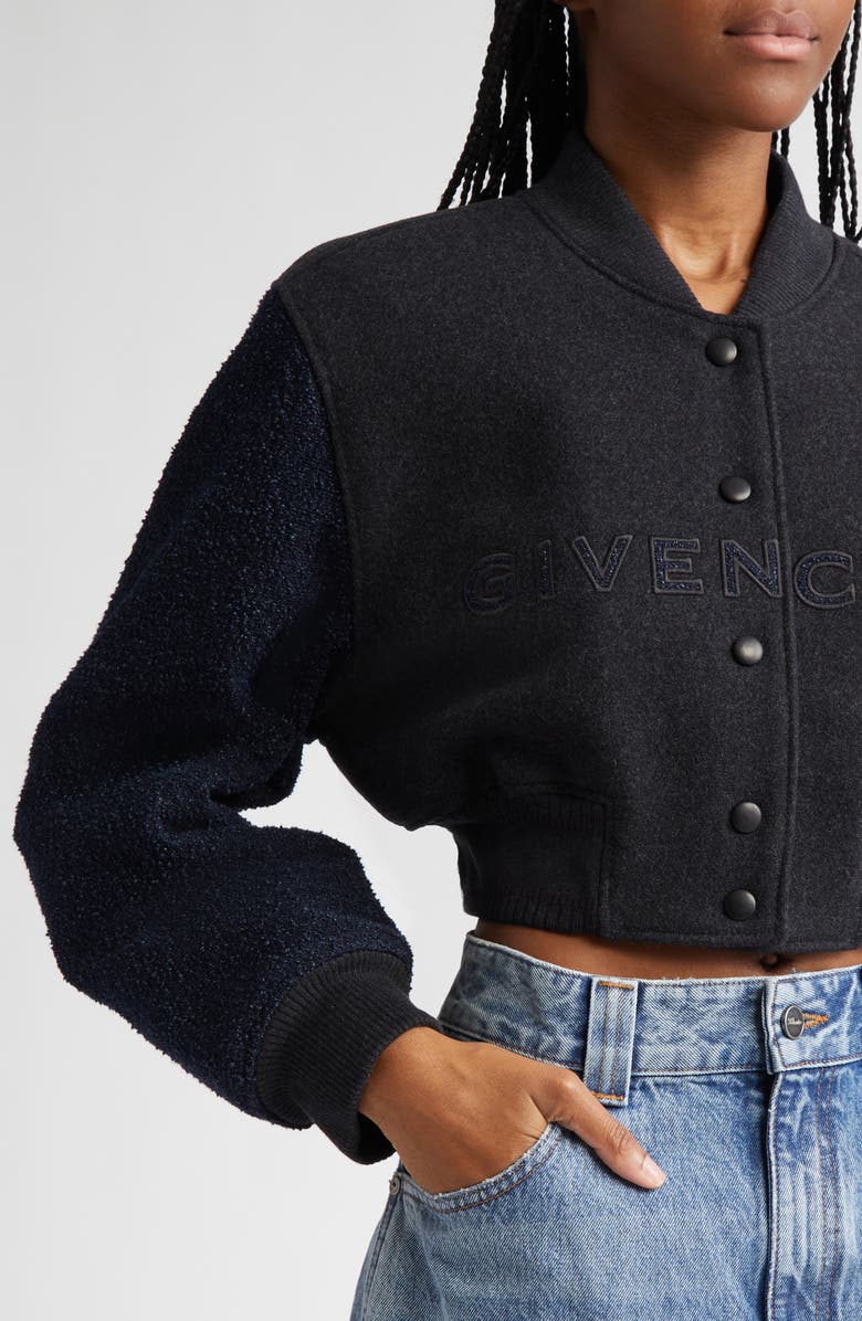Givenchy Varsity Crop Bomber Jacket, Alternate, color,