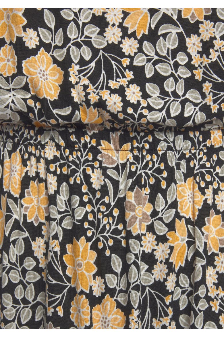 Floral Off Shoulder Maxi Dress, Alternate, color, Black & Yellow