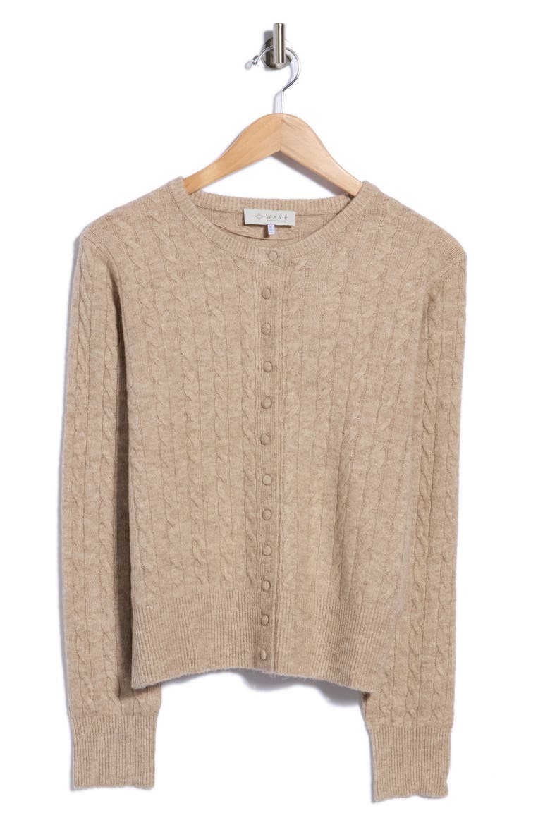 Cable Knit Cardigan, Main, color, SAND