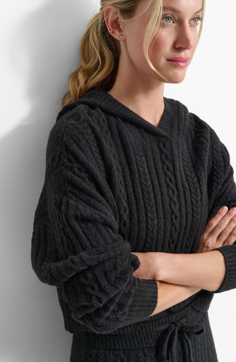 DKNY Cozy Cable Stitch Hoodie, Alternate, color, 