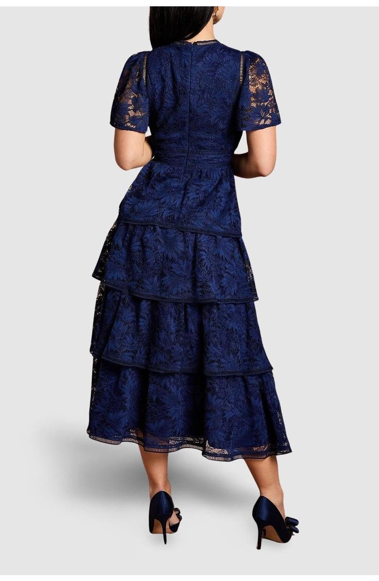 Coast Petite Tiered Lace Dress, Alternate, color, Navy