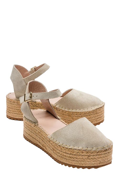 Forever & Always Shoes Viba Leather Esprarille Platform Wedge Sandals In Beige Suede Leather