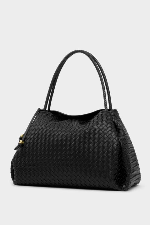 Nova Hand Woven Large Shoulder Bag in Black