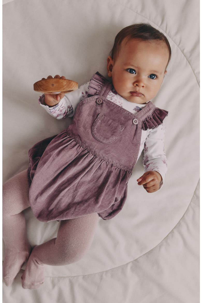 Corduroy Long Sleeve Bodysuit, Romper & Socks Set, Alternate, color, PINK