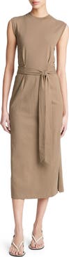 Vince Sleeveless Cotton Knit Midi Dress