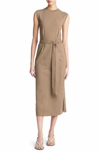 Vince Sleeveless Cotton Knit Midi Dress