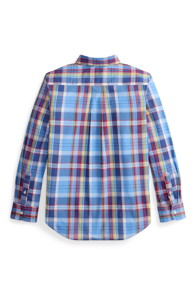 Kids' Plaid Cotton Poplin Button-Down Shirt, Alternate, color, MULTI