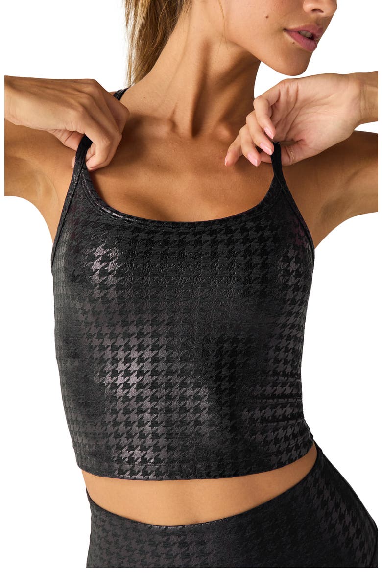 Houndstooth Check Slim Crop Tank, Main, color, HOUNDSTOOTH BLACK
