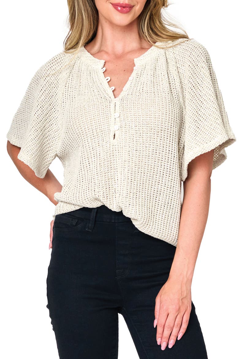 The Jordan Open Stitch Flutter Sleeve Sweater, Main, color, NATURAL