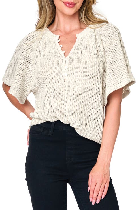 The Jordan Open Stitch Flutter Sleeve Sweater