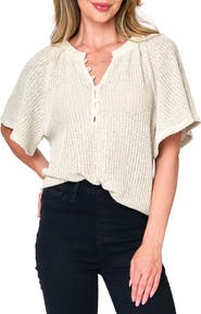 GIBSONLOOK The Jordan Open Stitch Flutter Sleeve Sweater