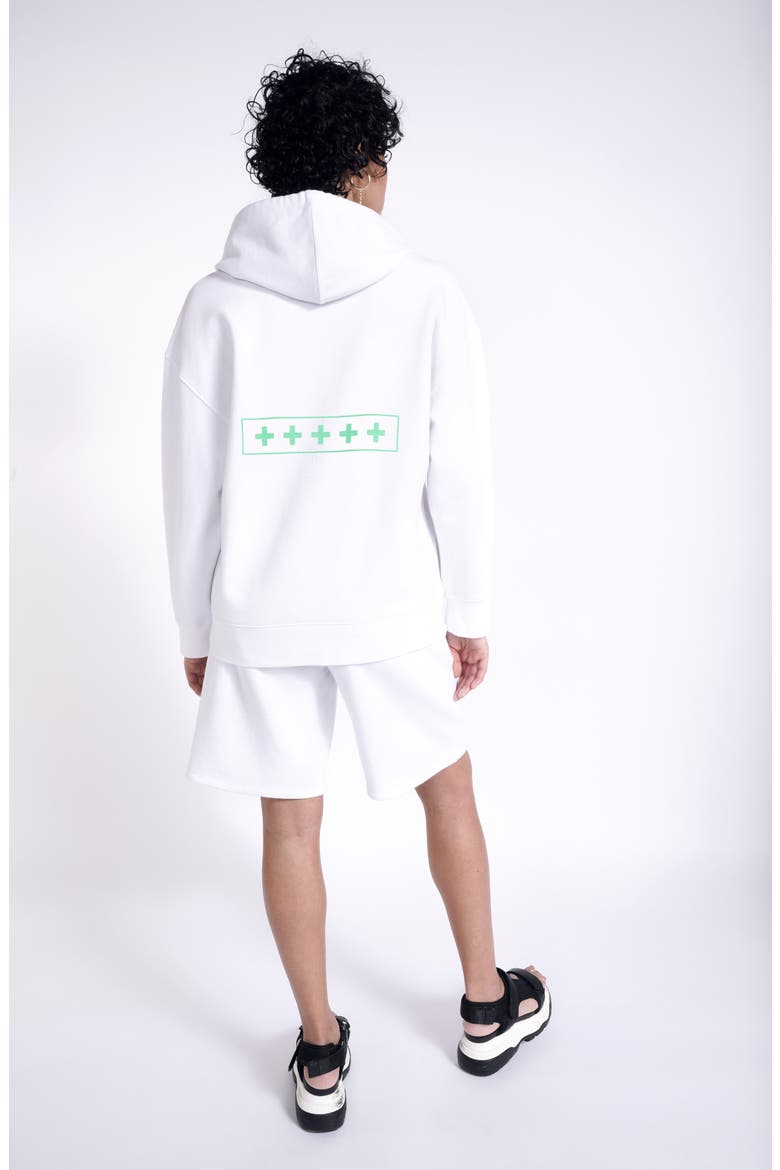 Fleece Sport Hoodie (Nordstrom Exclusive), Alternate, color, WHITE GREEN POSITIVE