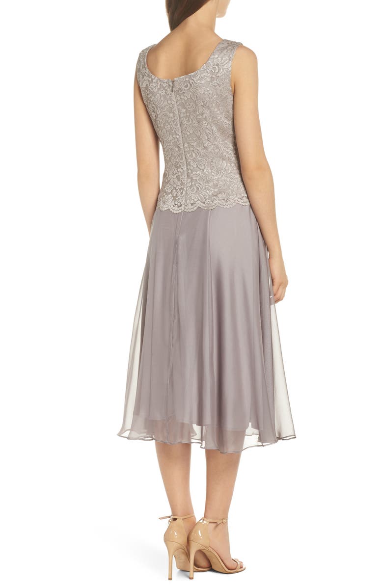 Alex Evenings Lace Bodice Tea Length Dress with Jacket, Alternate, color, 