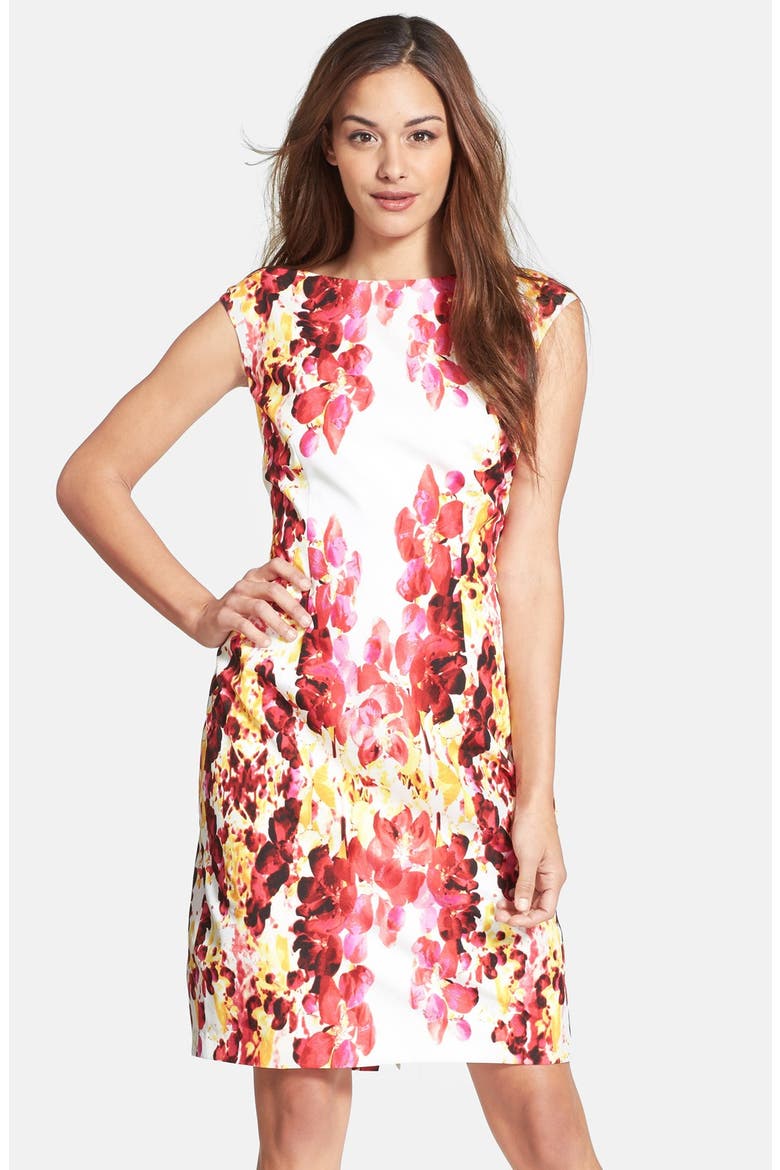 Floral Print Sheath Dress, Main, color, PINK MULTI