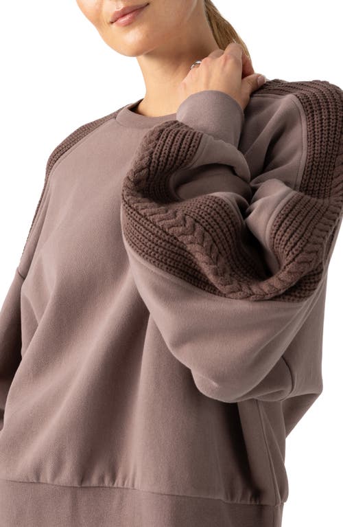 Sanctuary Mixed Media Cotton Blend Sweatshirt In Cocoa