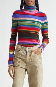 Acne Studios Stripe Rib Wool Turtleneck Sweater