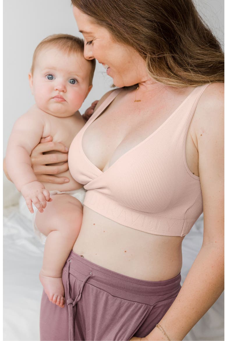 Busty Sublime Adjustable Crossover Nursing & Lounge Bra -Sizing Options from E-I Cup, Alternate, color, SOFT PINK