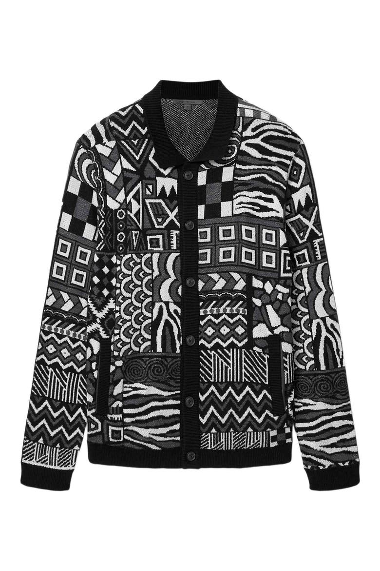 Simone Jacquard Cardigan, Alternate, color, BLACK