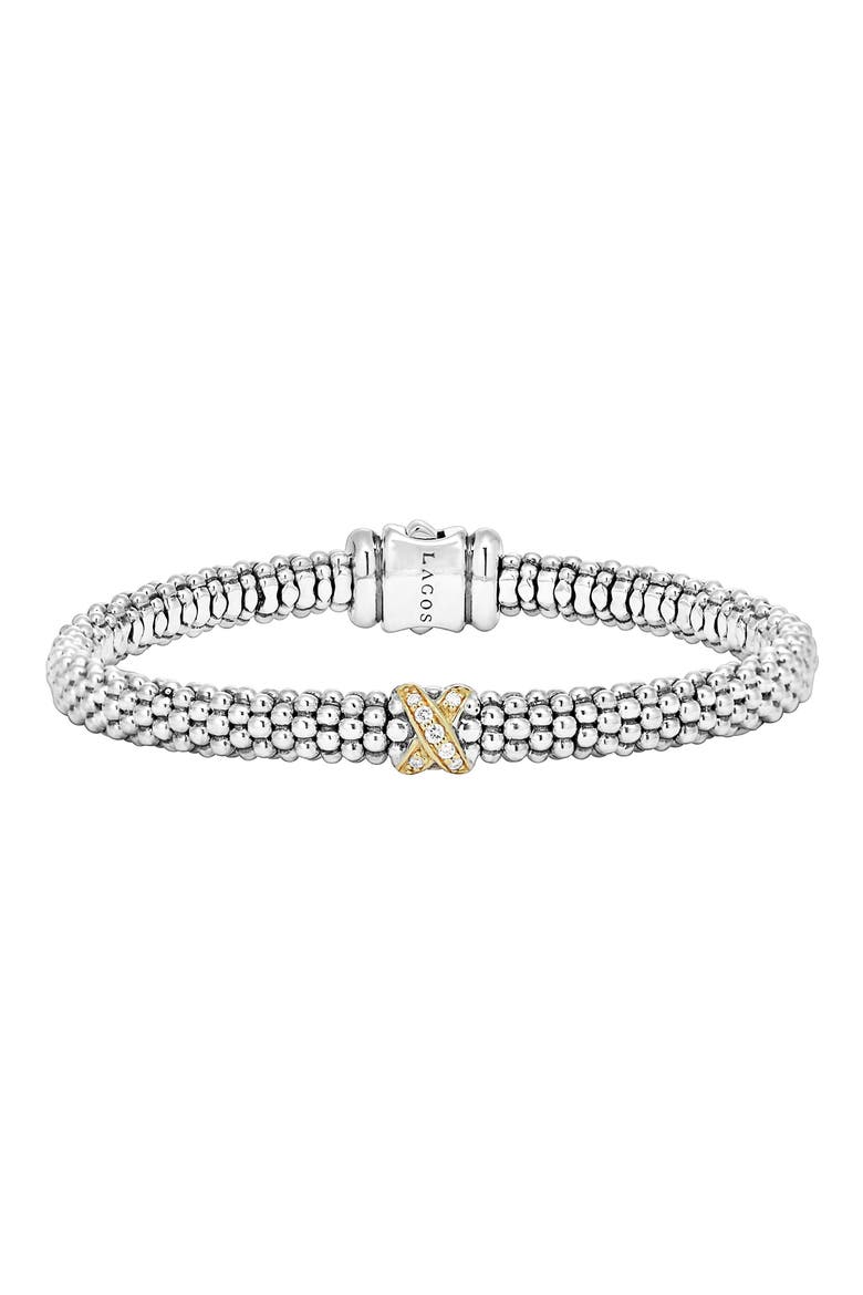 Signature Caviar Diamond Rope Bracelet, Alternate, color, STERLING SILVER/ GOLD