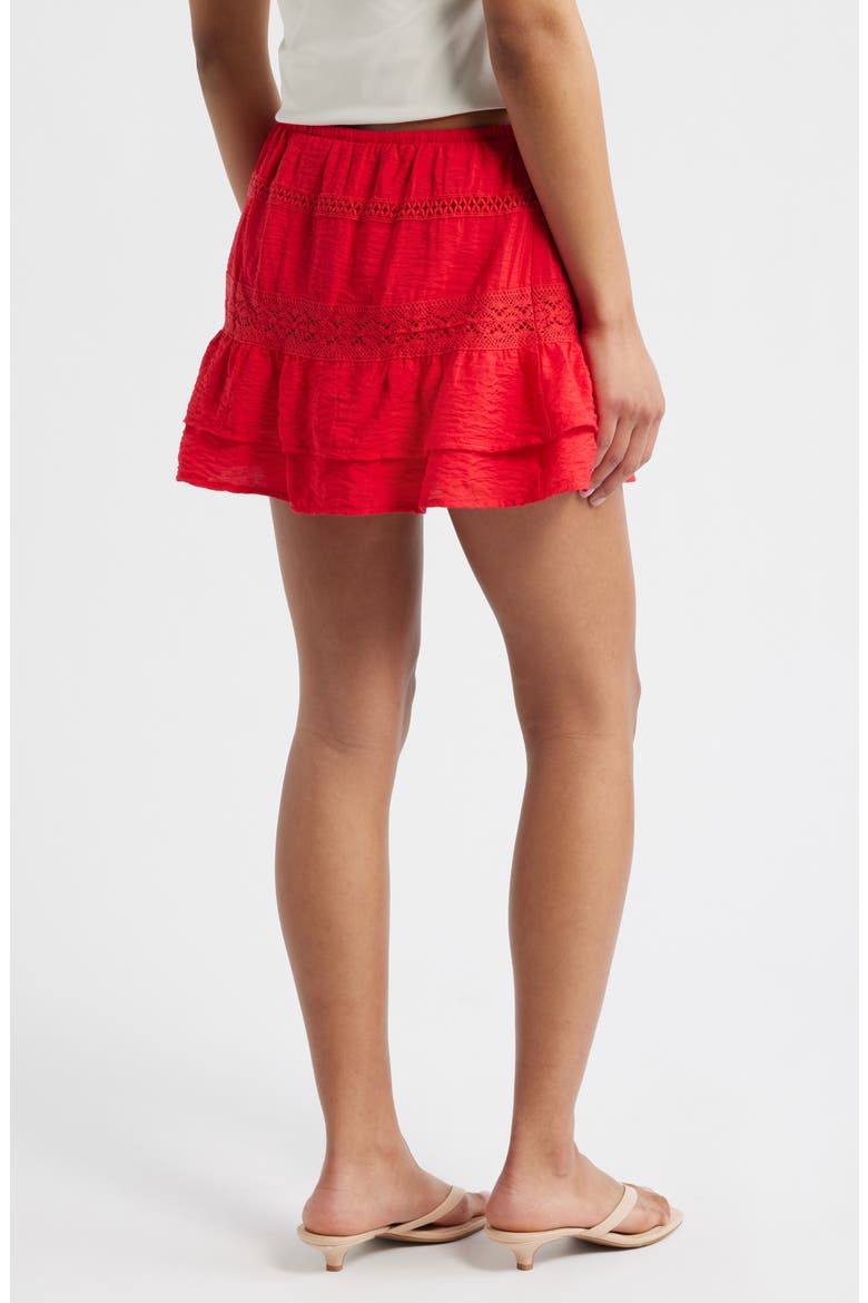 Ruffle Tie Waist Miniskirt, Alternate, color, POPPY RED