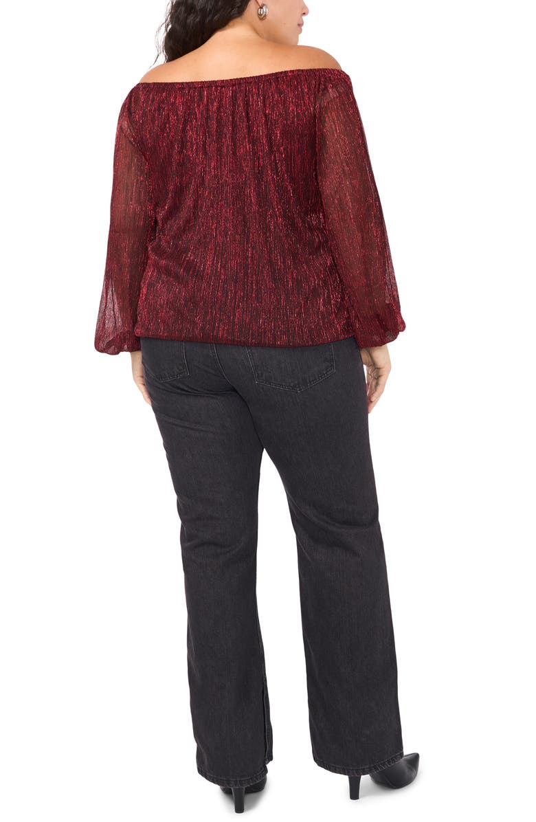 Vince Camuto Metallic Off the Shoulder Tie Hem Top, Alternate, color, 