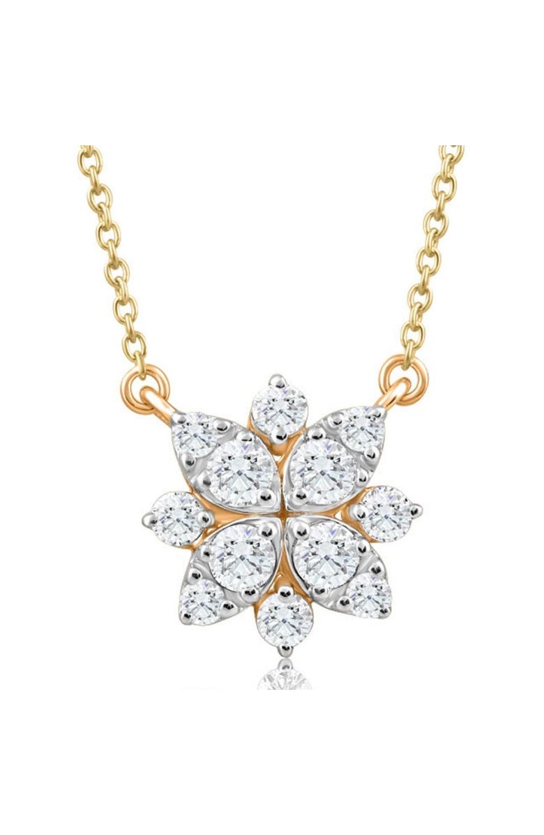 Bliss Diamond .55Ct TW Diamond Cluster Halo Round Pendant Gold Necklace Lab Grown, Main, color, 10K Yellow Gold