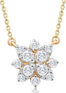 Bliss Diamond .55Ct TW Diamond Cluster Halo Round Pendant Gold Necklace Lab Grown