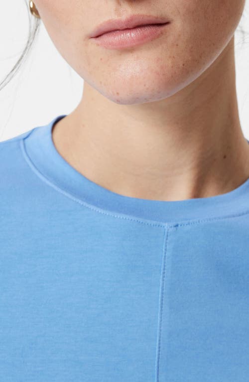 & Other Stories Crewneck Long Sleeve Stretch Cotton Top In Blue Medium