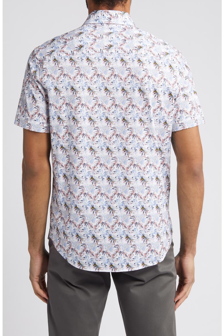 Miles OoohCotton® Leaf Print Short Sleeve Button-Up Shirt, Alternate, color, AIR BLUE