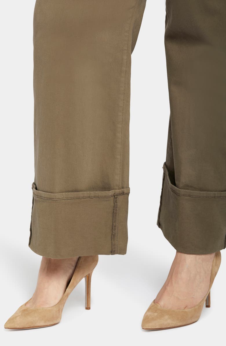 NYDJ Teresa Deep Cuff Wide Leg Jeans, Alternate, color, Ripe Olive