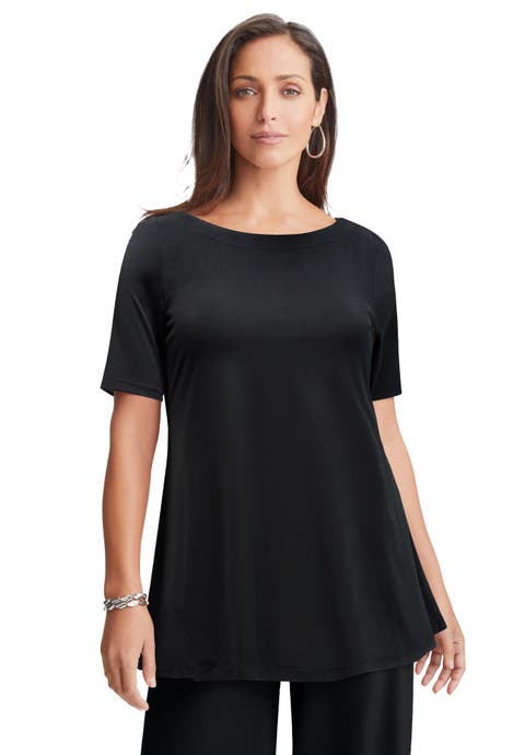 Stretch Knit Boatneck Swing Tunic (Plus)