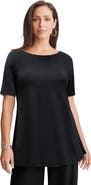 Jessica London Stretch Knit Boatneck Swing Tunic