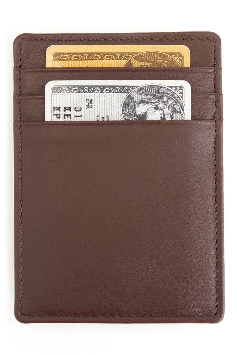 Personalized Magnetic Money Clip Card Case, Alternate, color, BROWN- GOLD FOIL